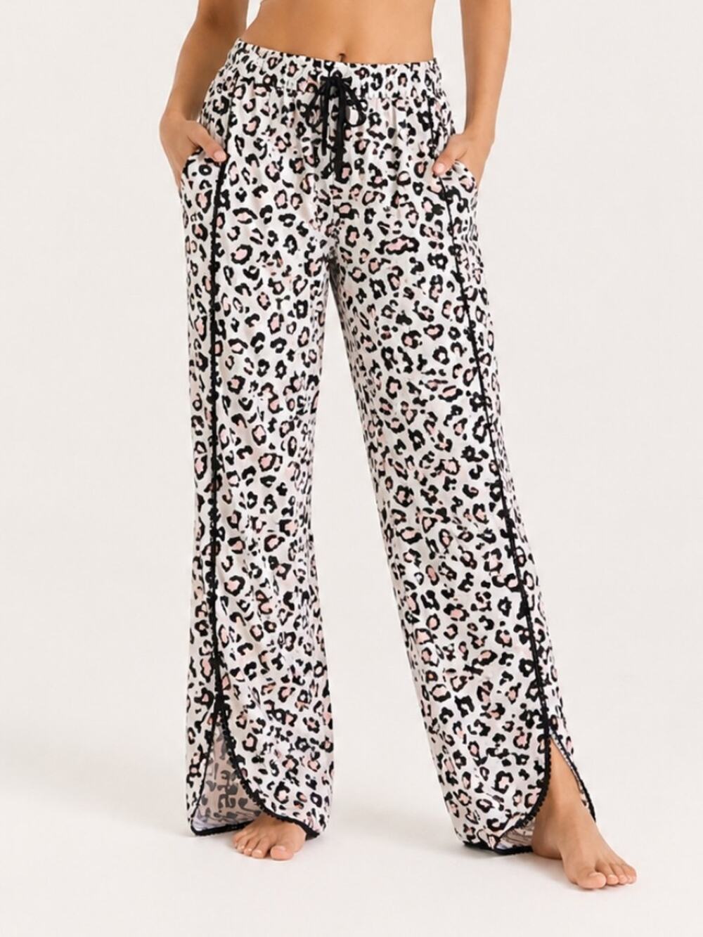 Chelsea28 Ana Split Hem Leopard Print Beach Pants NWT S